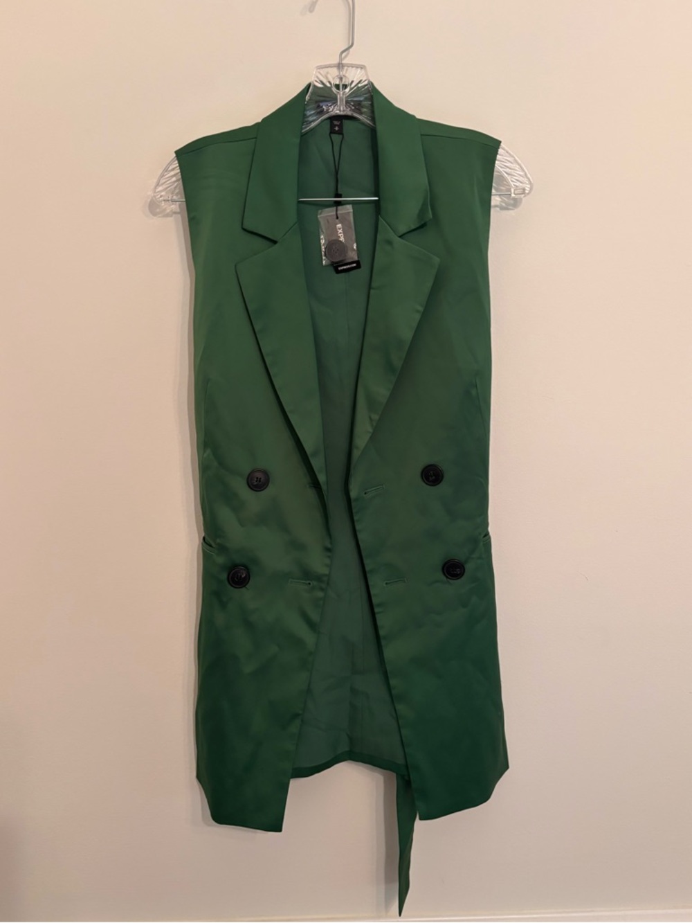 Express Emerald Green Sleeveless Double-Breasted Vest